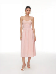 Lace Sweetheart Corset Flare Midi Dress
