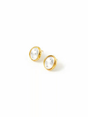 ZIRCON DECOR OVAL STUD EARRINGS