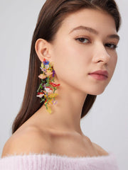 Multicolor Floral Beaded Drop Earrings