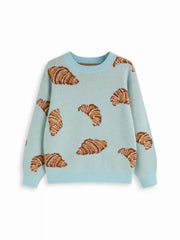 Knit Croissant Pattern Oversized Top Curve & Plus