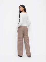 Cotton-blend Mid Rise Check Straight Leg Lounge Trousers