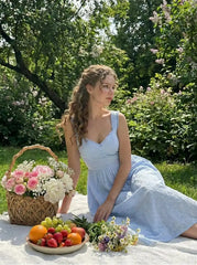 Cotton V-neck Broderie Anglaise Floral Button Midi Dress