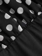 Chiffon Polka Dot Halter Neckline Ruched Shirt Bodysuit