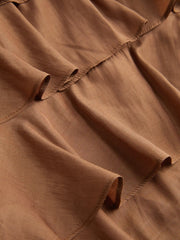 Mid Rise Elastic Waist Ruffled Layered Maxi Skirt