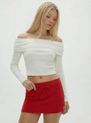 Mid Rise Bowknot Bodycon Mini Skirt