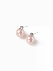 RHINESTONE DECOR FAUX PEARL STUD EARRINGS