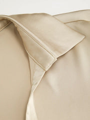 Satin Collar Long Sleeve Shirt With Belt