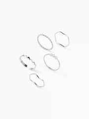 5PCS WAVE & TWIST & PEARL RING