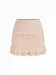 Textured Low Rise Ruched Tiered Mini Skirt