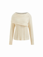 Knit Asymmetrical Neck Long Sleeve Top
