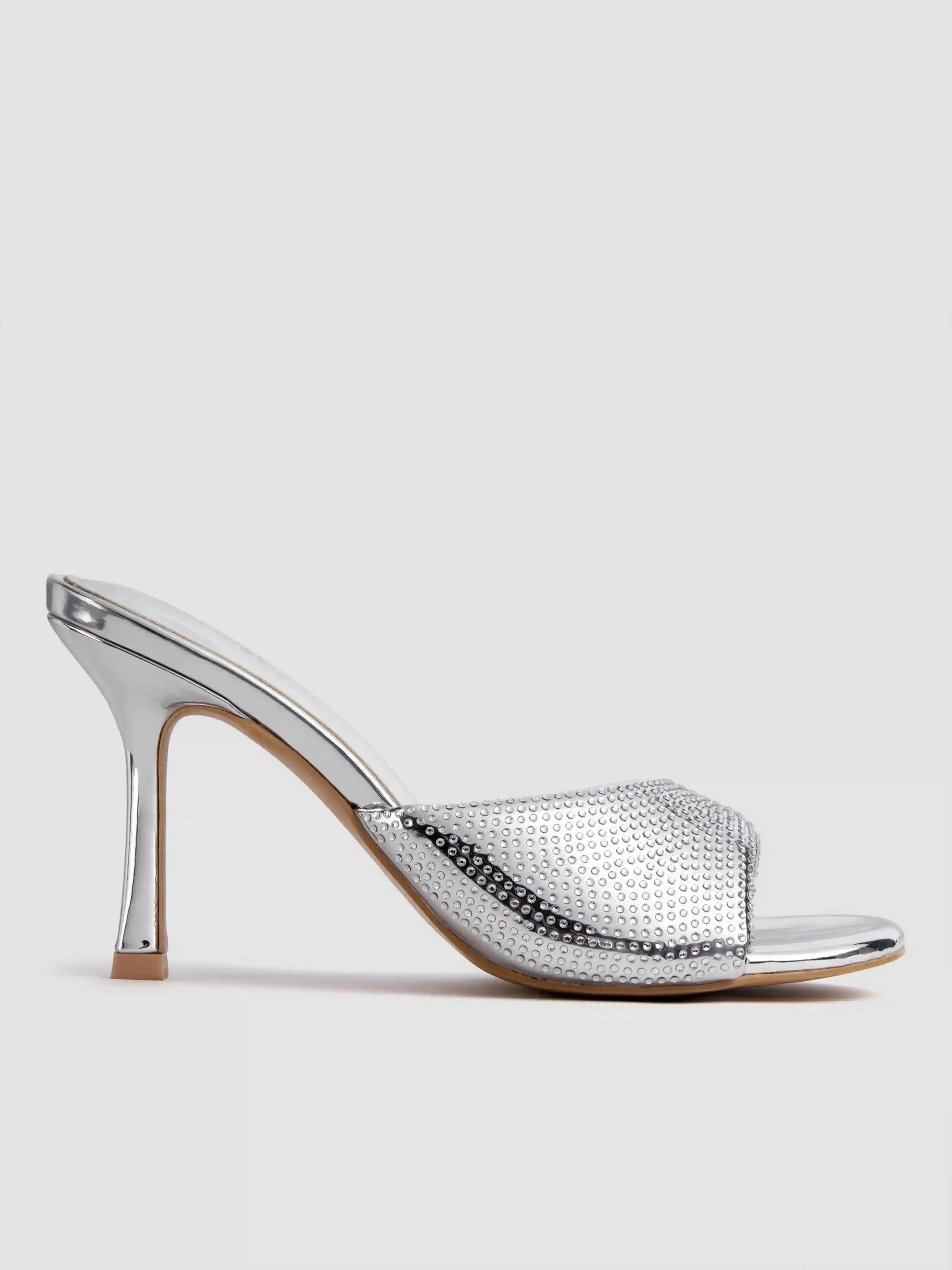 RHINESTONE DECOR HEELS