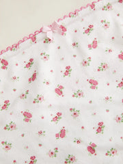 Cotton Pointelle Ditsy Floral Ruched Bowknot Crop Bandeau Top