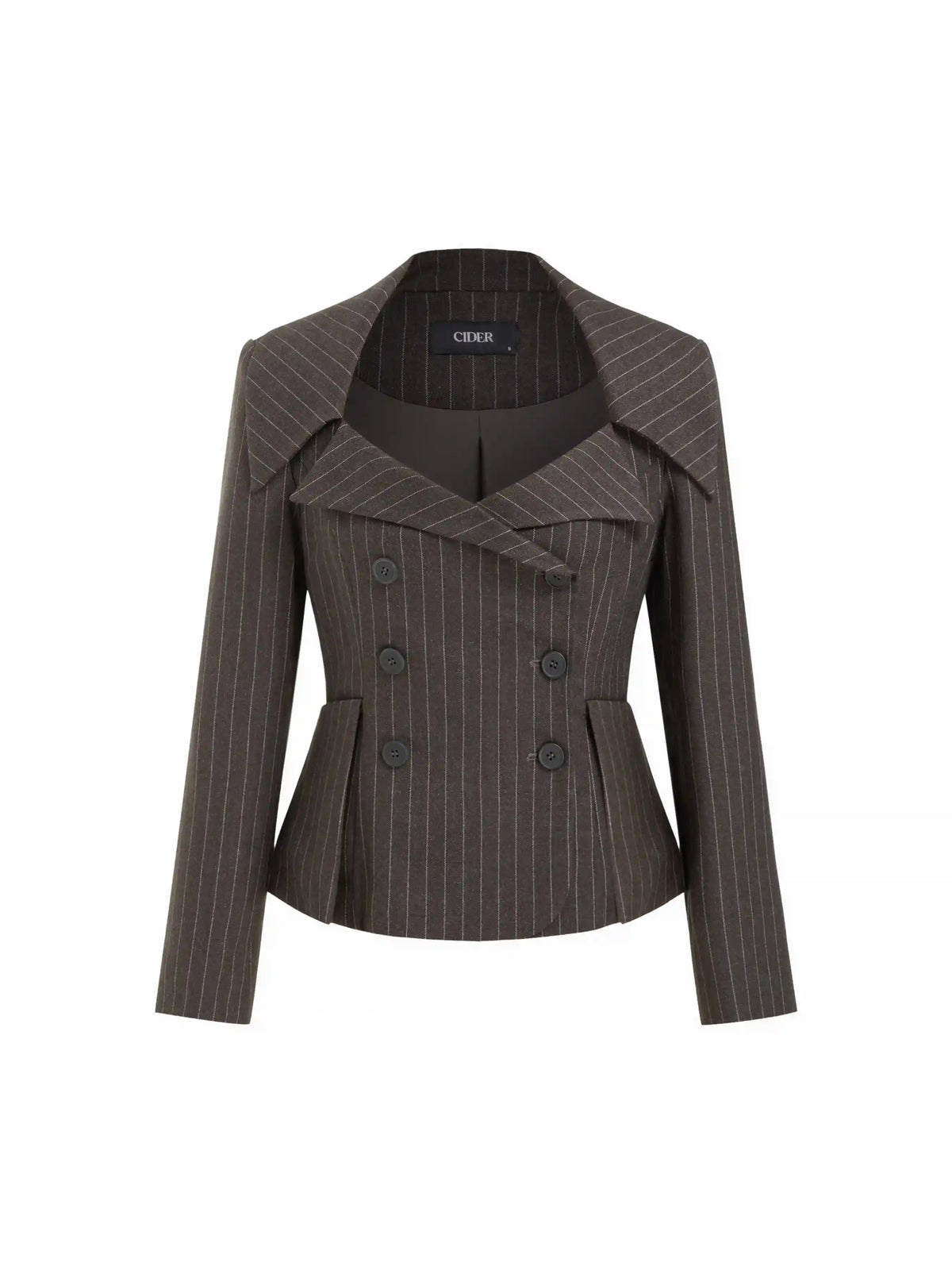 Striped Double Breasted Long Sleeve Blazer