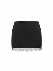 Low Rise Lace Trim Bodycon Mini Skirt Curve & Plus