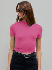 Solid Short Sleeve Crop Tee