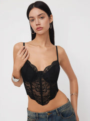 Lace V-neck Corset Crop Cami Top