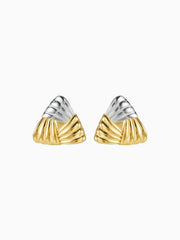 TRIANGLE BRAIDED 18K GOLD PLATED STAINLESS STEEL STUD EARRINGS