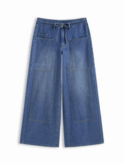 Cider Denim Low Rise Patched Knotted Baggy Jeans