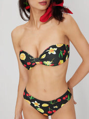 Bandeau Fruit Ruched Cheeky Bikini Set