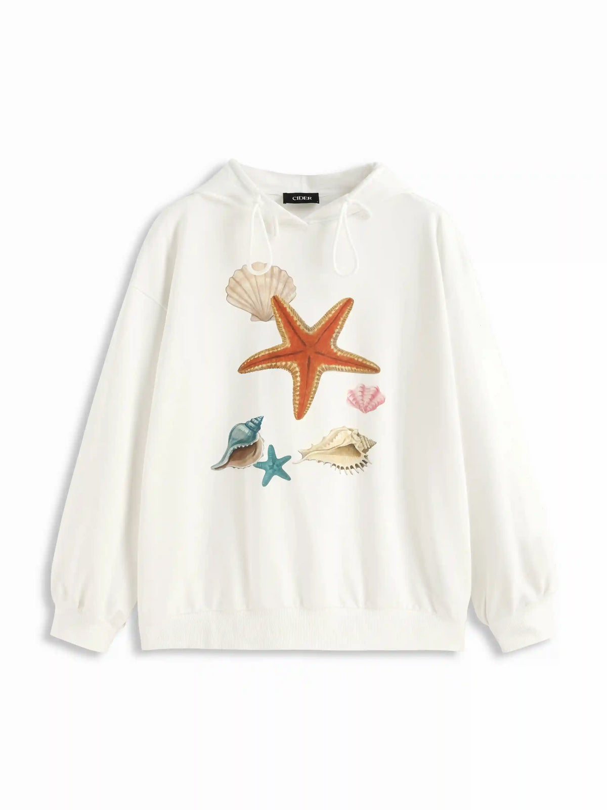 Jersey Sea Life Graphic Drawstring Hoodie