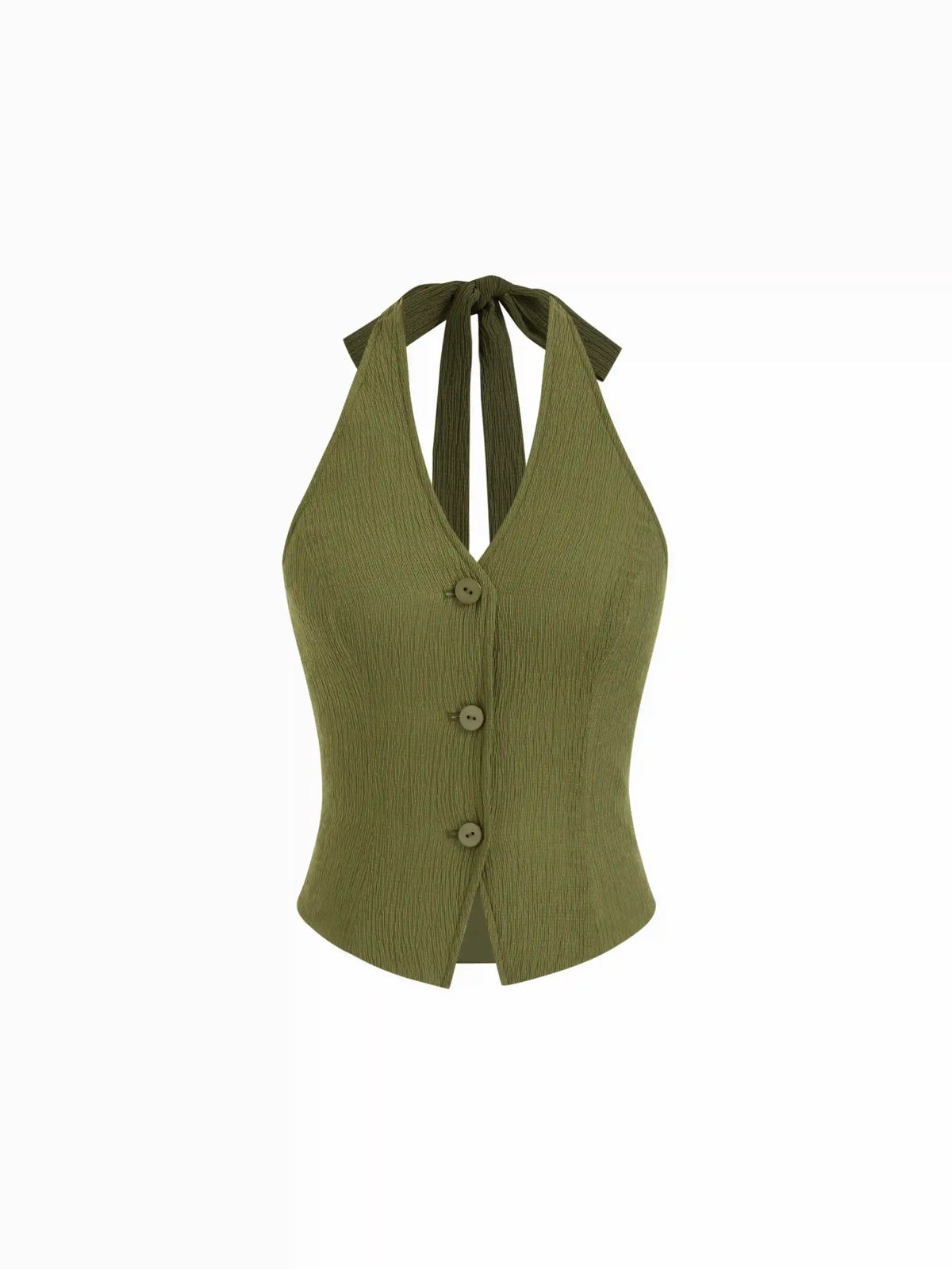 Knit Halter Neckline Backless Blazer Vest