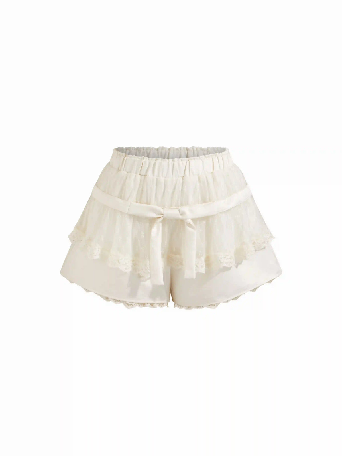 Mid Rise Lace Trim Tiered Micro Shorts