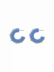 STUDDED C-SHAPED HOOP EARRINGS