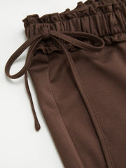 High Rise Drawstring Ruffled Flared Trousers