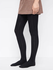 THERMAL STRIPED SOLID TIGHTS