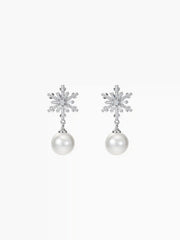 Snowflake Pattern Drop Earrings