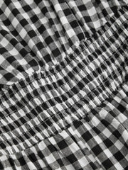 Cotton Gingham Boat Neck Drawstring Wide Leg Jumpsuit Curve & Plus