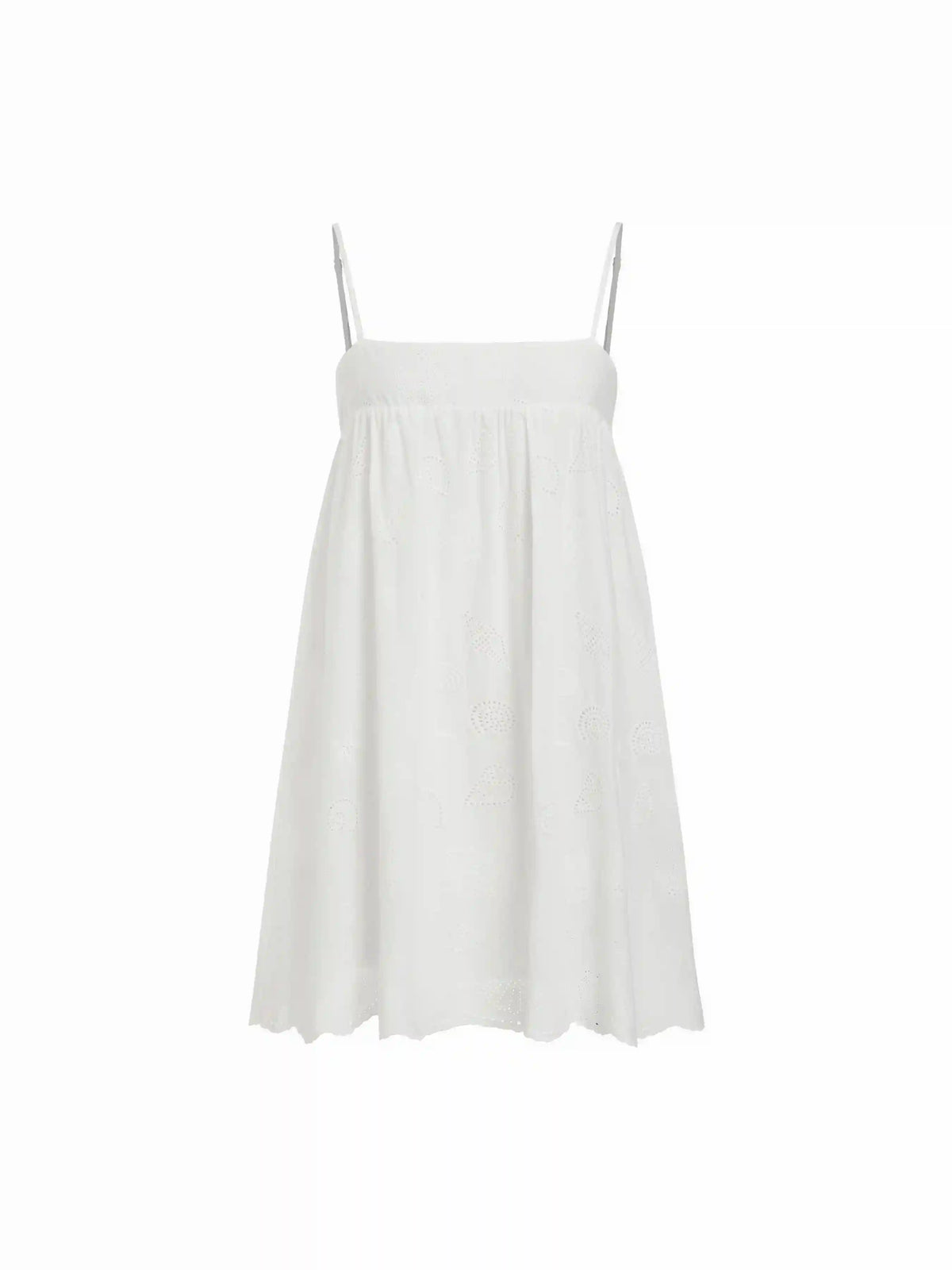 Cotton-blend Square Neck Broderie Anglaise A-line Cami Mini Dress