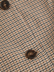 Round Neckline Houndstooth Blazer Vest With Belt