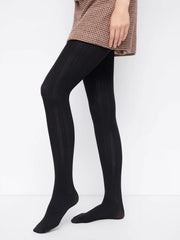 THERMAL STRIPED SOLID TIGHTS