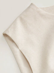 Linen-blend Boat Neck Starfish Button Tie Back Blazer Vest