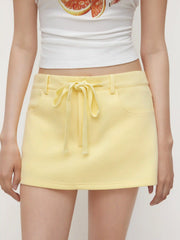 Cotton-blend Low Rise Knotted Mini Skort