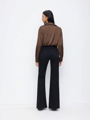 Satin Metal Button Oversized Shirt Bodysuit