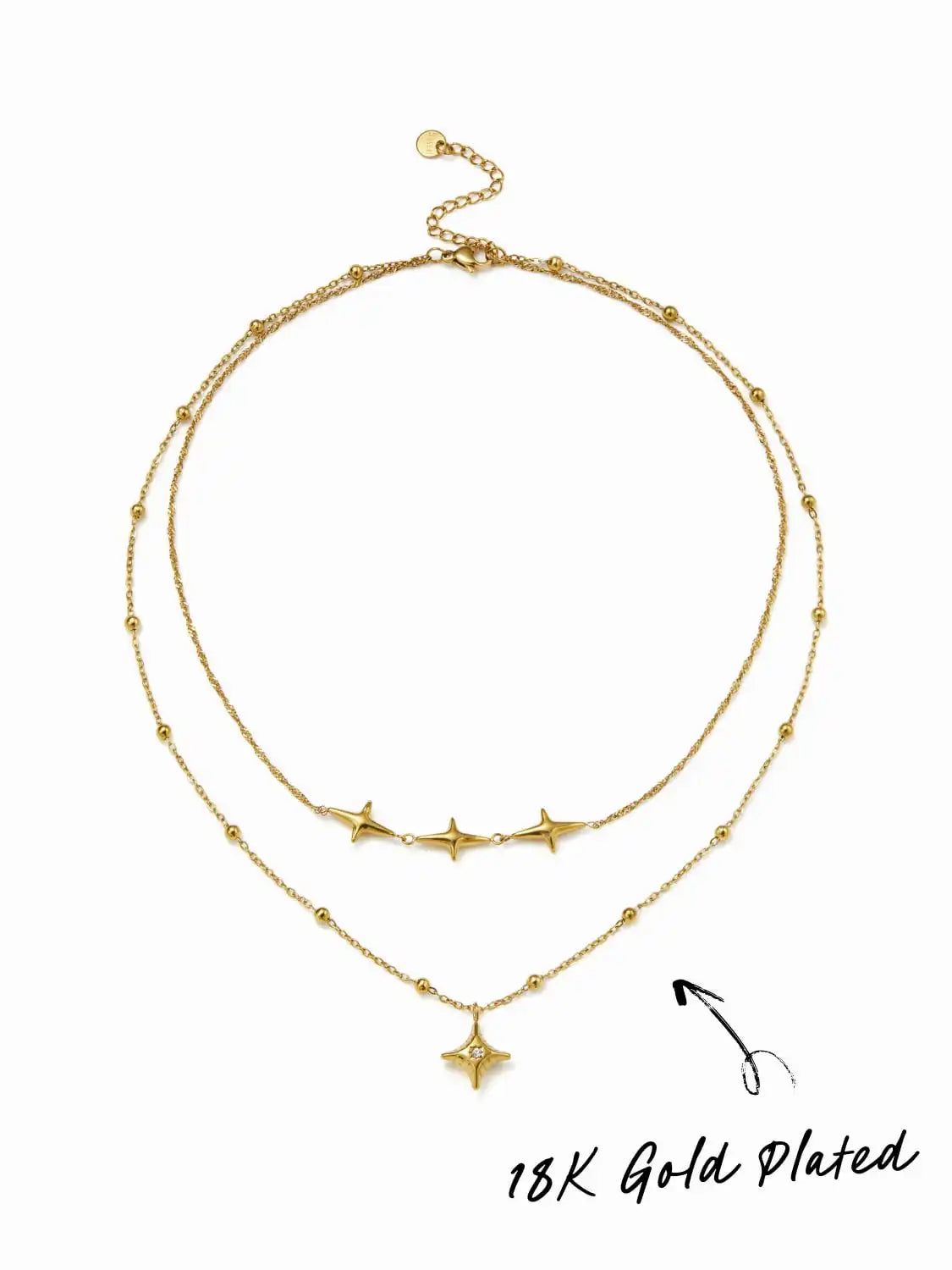 18K GOLD PLATED STAINLESS STEEL STAR LAYERED NECKLACE