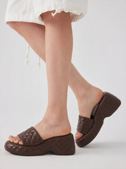 QUILTED PLATFORM WEDGE SANDALS