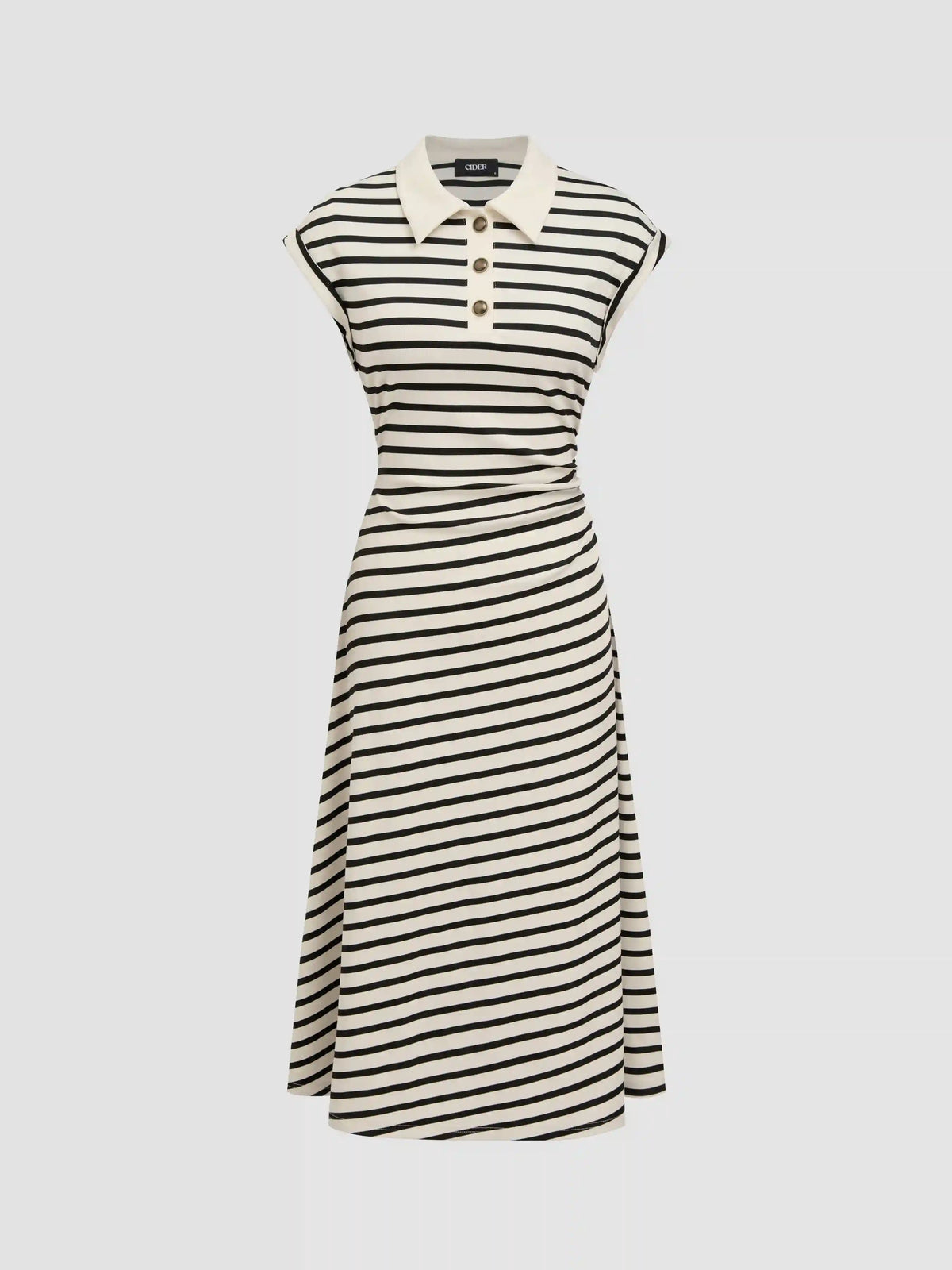 Polo Neck Stripe Midi Dress