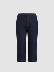 Stretch Denim Low Rise Straight Leg Capri Jeans