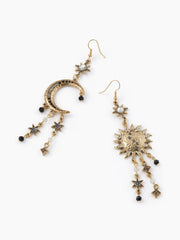 SUN & MOON & STAR & RHINESTONE DECOR EARRINGS