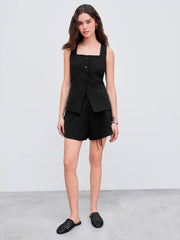 Woven Square Neck Waistcoat