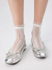 JACQUARD & LACE CREW SOCKS