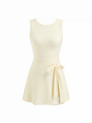 U-neckline Solid Mid Rise Mini Active Dress