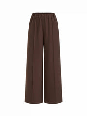 Mid Rise Elastic Waist Straight Leg Trousers