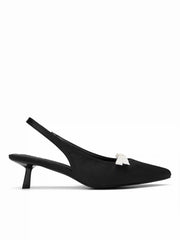 POINTED TOE BOWKNOT SLINGBACK KITTEN HEELS