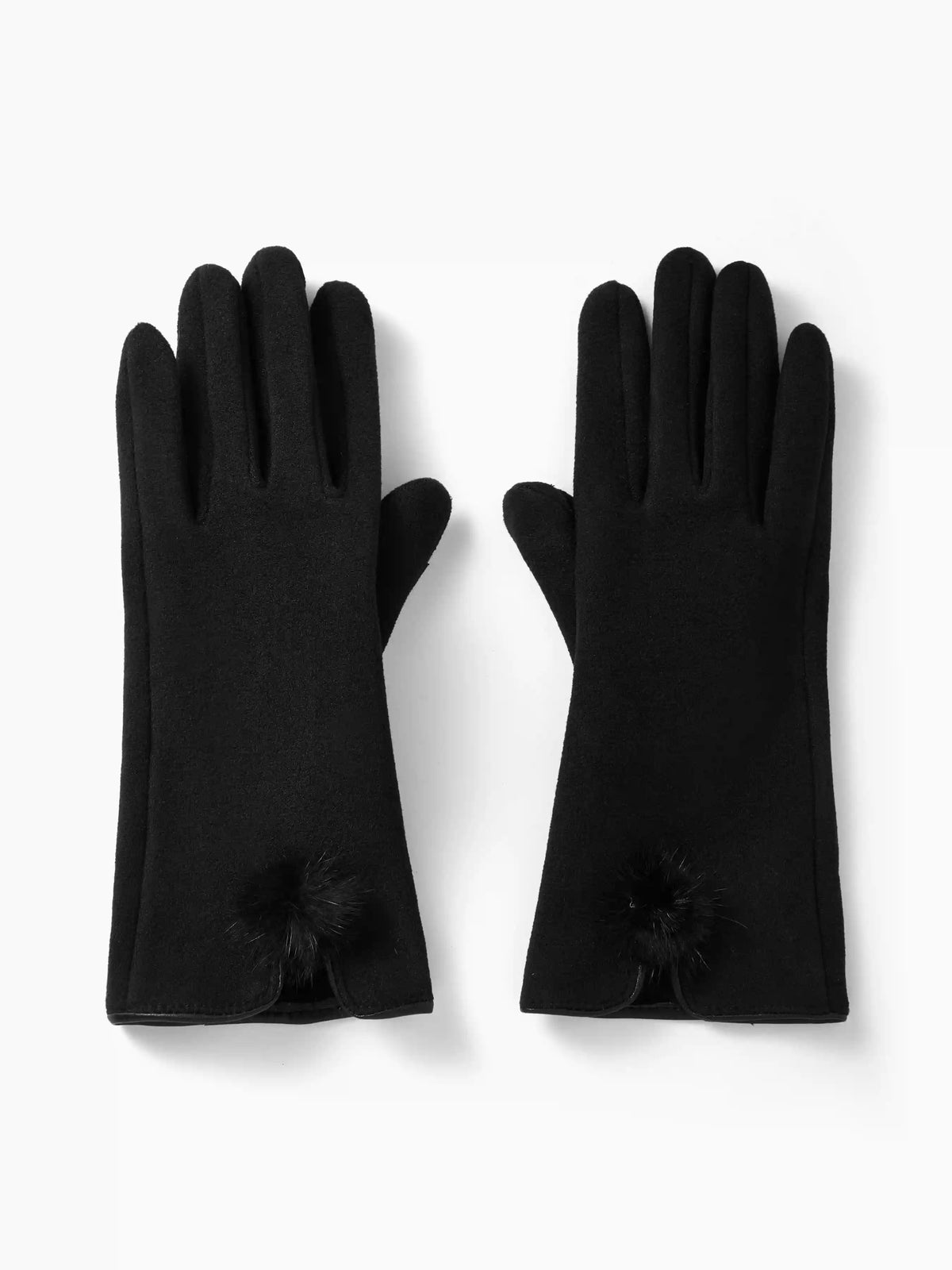 POM POM DECOR FLEECE-LINE GLOVES