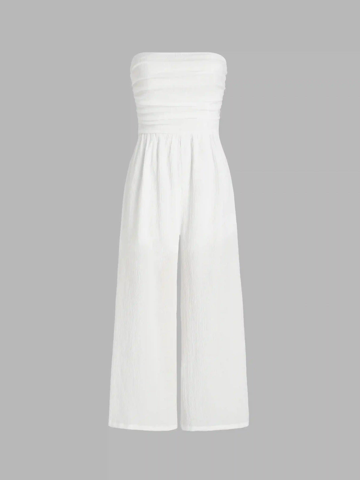 Texture Ruched Tube Wide Leg Jumpsuit