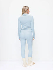 Turtleneck Drawstring Ruched Cropped Top & Mid Rise Leggings Set